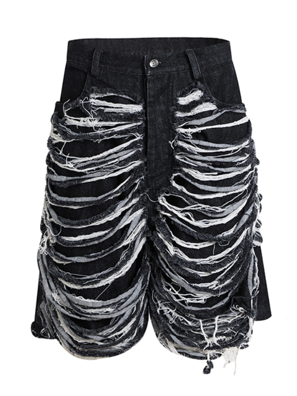 Shredded Chaos Black Denim Shorts