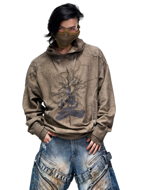 Cracked Texture Graphic Hoodie