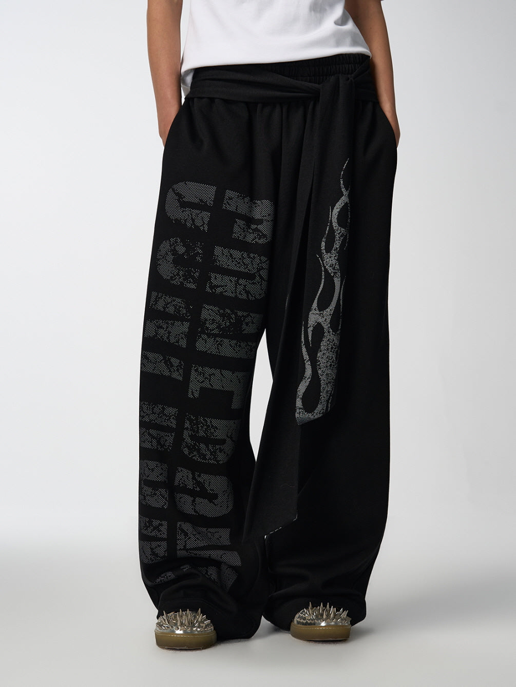 Flight Slogan Boxing Ribbon Flame Sweatpants