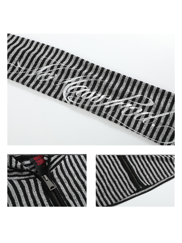 Glitter Stripe Zip-Up Hoodie