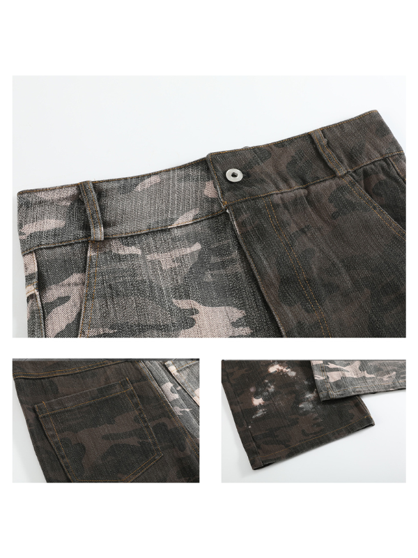 Bleached Camo Wide Leg Pants