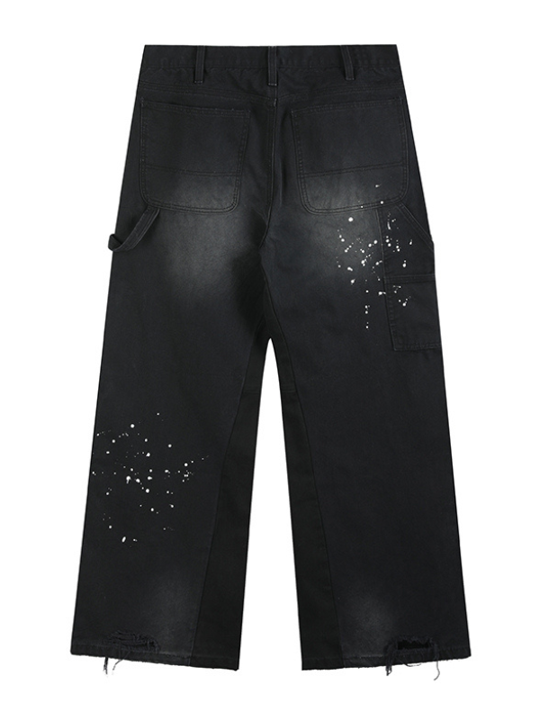 Distressed Black Wide-Leg Jeans