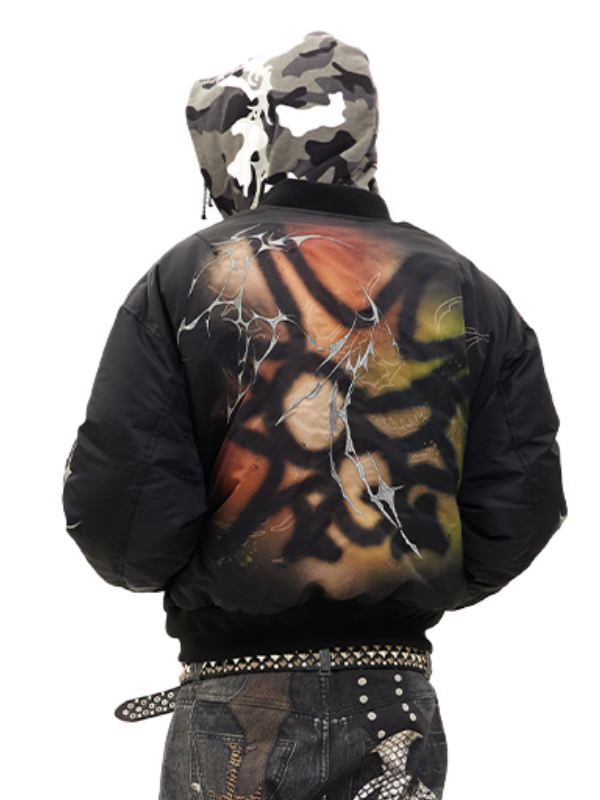 Graffiti Thorns Oversized Bomber Jacket