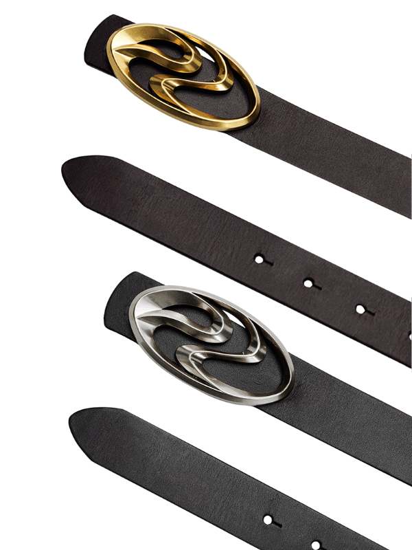 Sculpted Logo Oval Buckle Belt