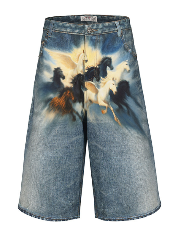 Pegasus Art Denim Shorts