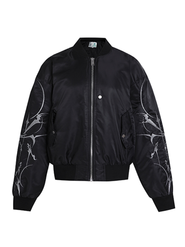Graffiti Thorns Oversized Bomber Jacket