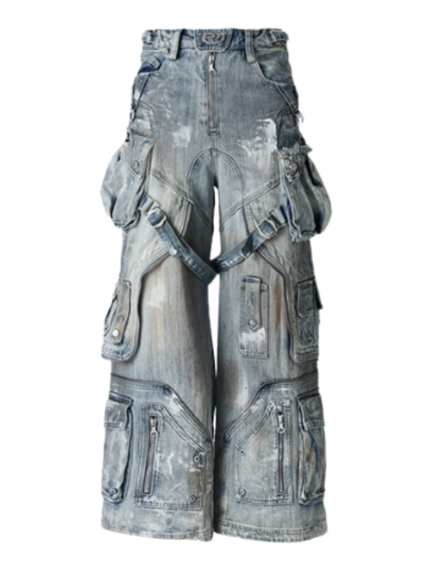 Dystopian Multi-Pocket Tactical Denim Pants