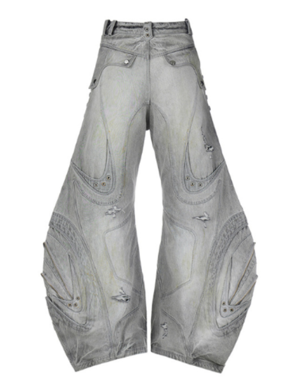 Cyber Carved Sculptural Wide Jeans