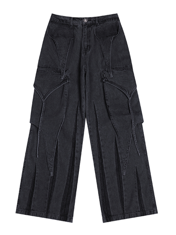 Shadow Stitch Wide-Leg Cargo Denim