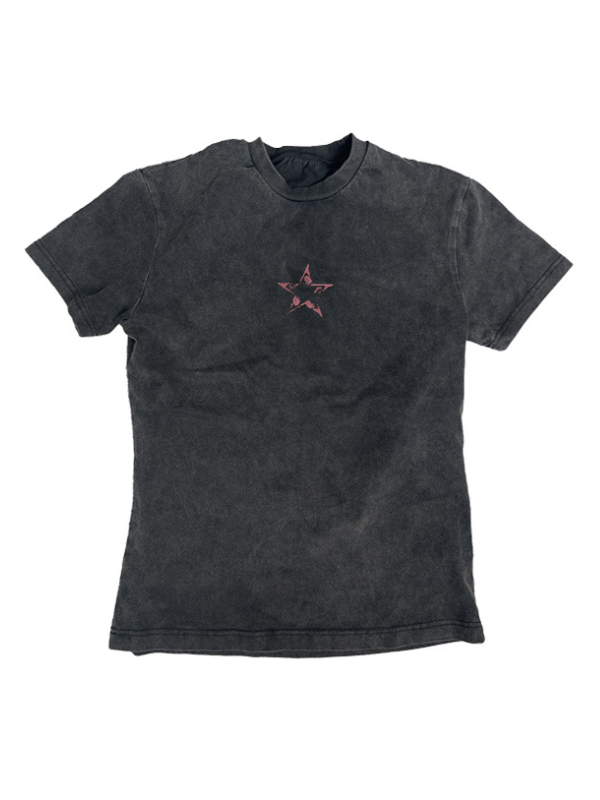 Distressed Star and Music Note Graphic T-Shirt