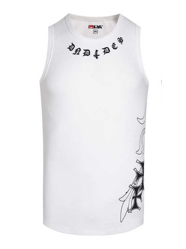 Tribal Spine Graphic Ribbed Tank Top　　