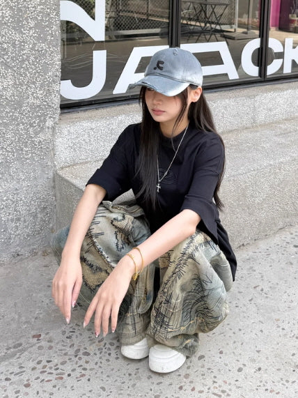 Vintage Bleach Wide Denim Pants