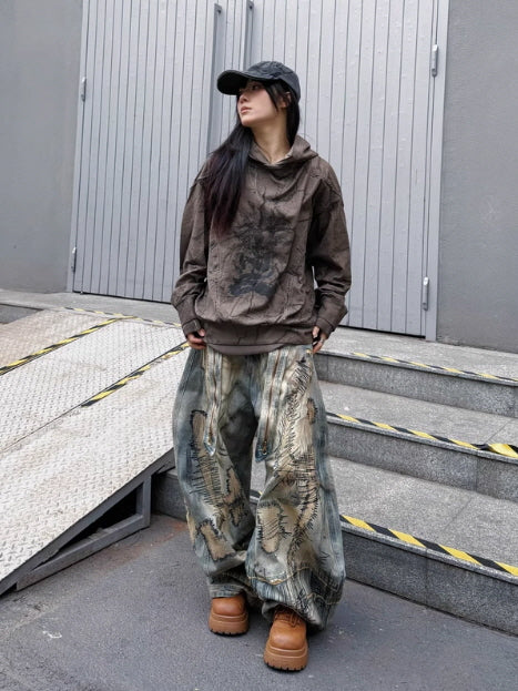 Vintage Bleach Wide Denim Pants