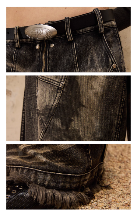 Smoky Black Bleach Black Wide Jeans