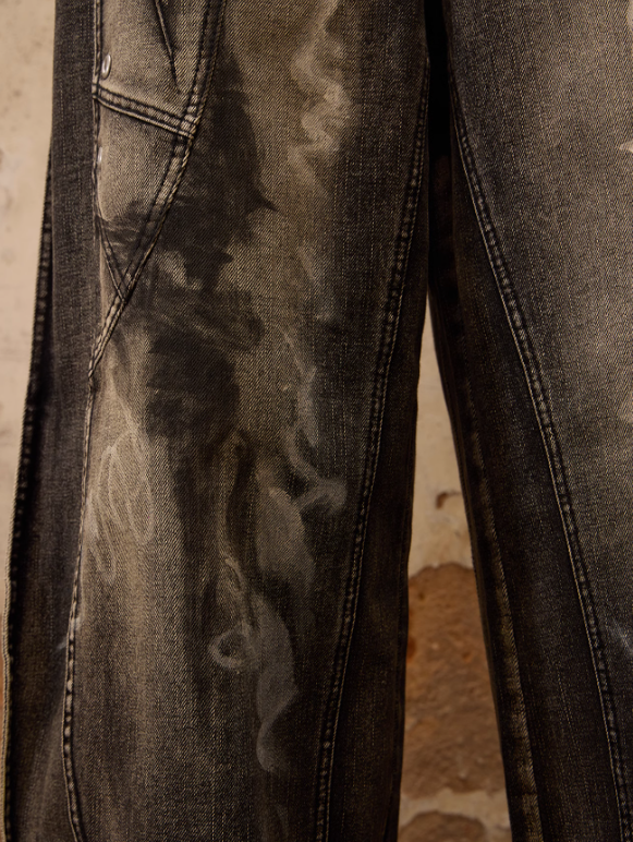 Smoky Black Bleach Black Wide Jeans