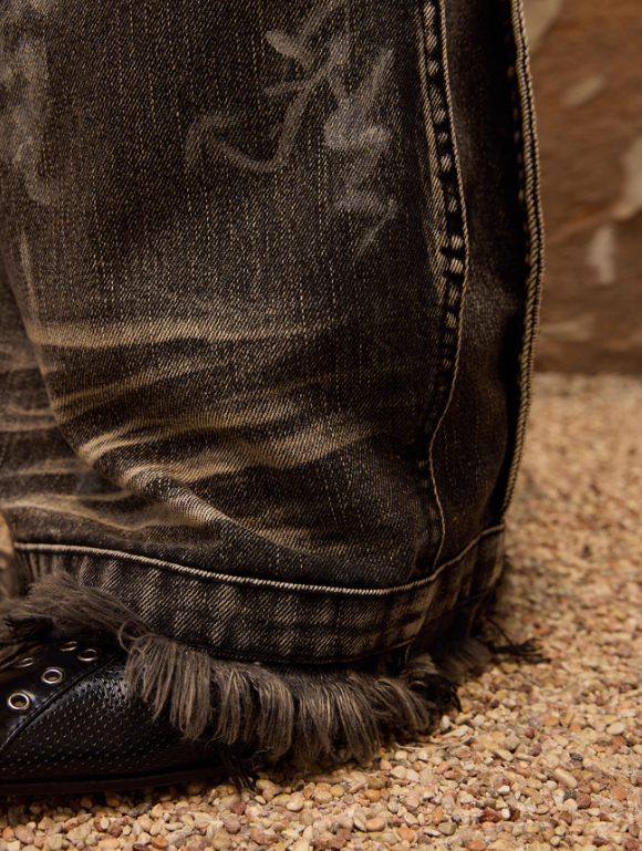 Smoky Black Bleach Black Wide Jeans