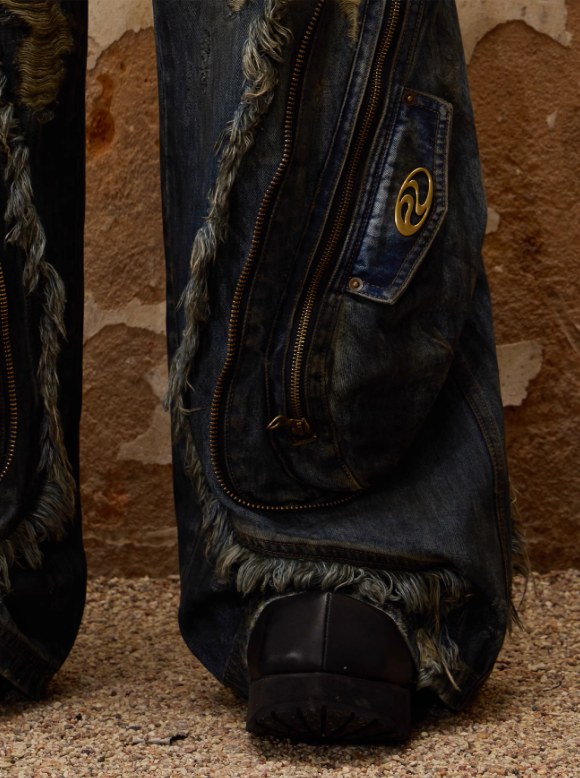Distressed Multi-Zip Denim Pants