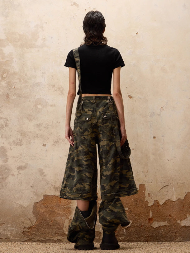 Convertible Camo Wide-Leg Pants