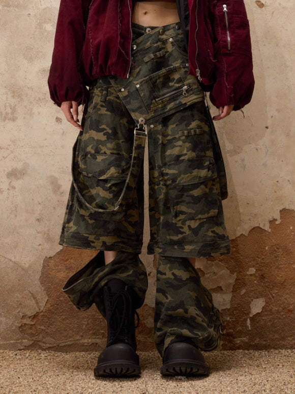Convertible Camo Wide-Leg Pants
