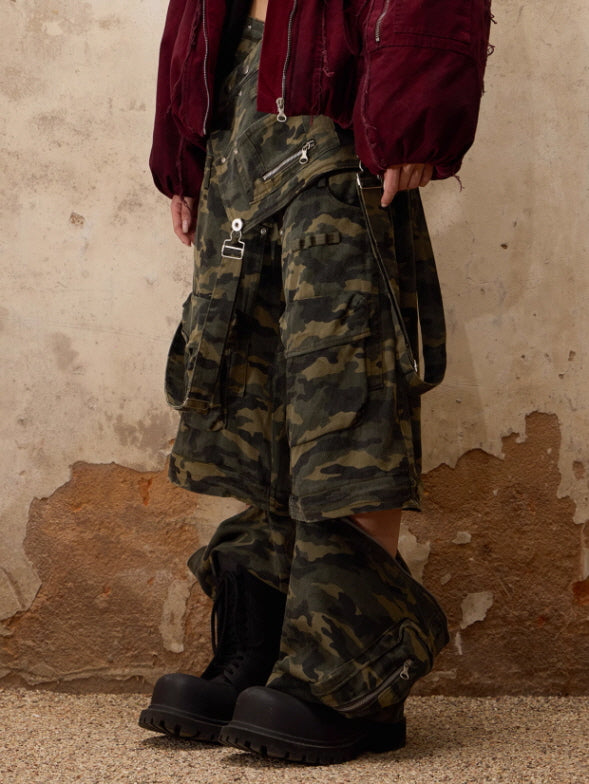 Convertible Camo Wide-Leg Pants