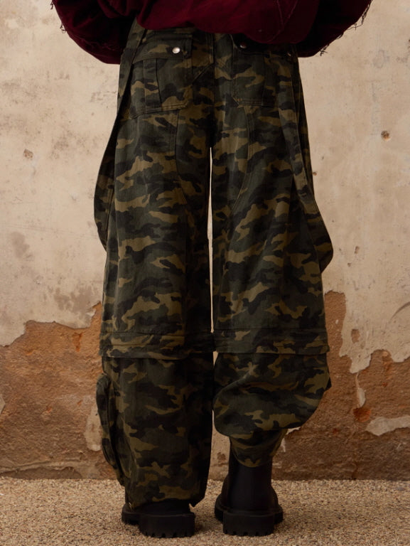 Convertible Camo Wide-Leg Pants