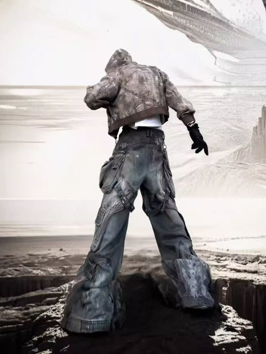 Dystopian Multi-Pocket Tactical Denim Pants