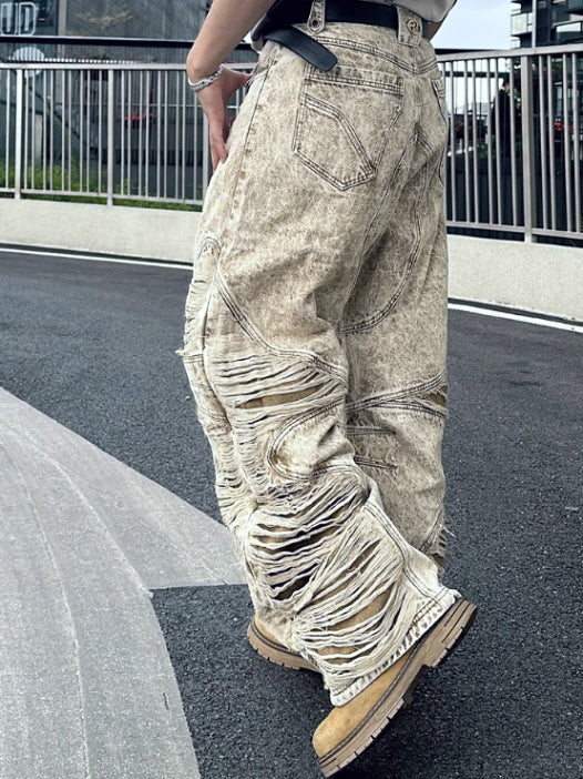 Desert Torn 3D Cutout Wide Jeans