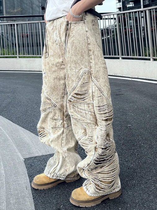 Desert Torn 3D Cutout Wide Jeans