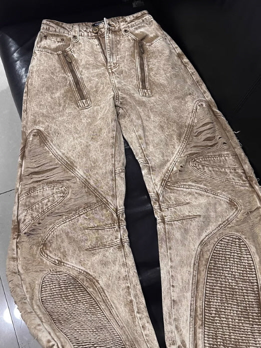 Desert Torn 3D Cutout Wide Jeans
