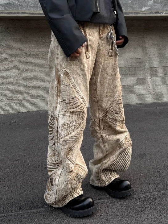 Desert Torn 3D Cutout Wide Jeans