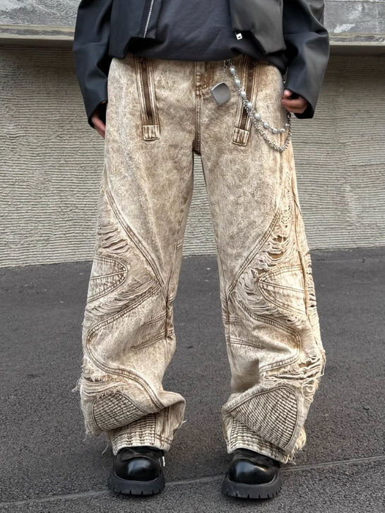 Desert Torn 3D Cutout Wide Jeans
