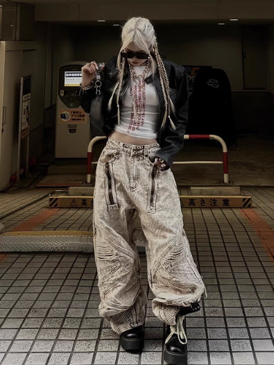 Desert Torn 3D Cutout Wide Jeans