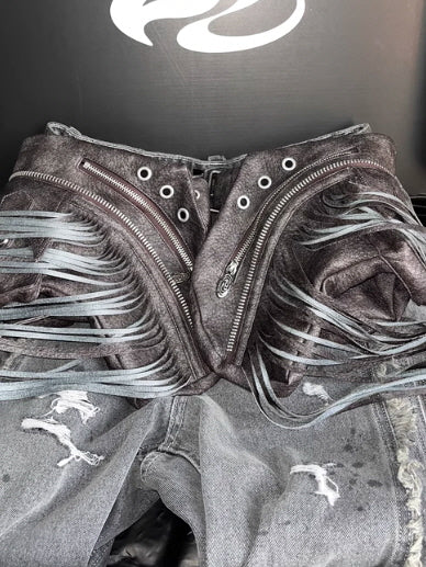 Fringe Belted Flare Cargo Pants Set