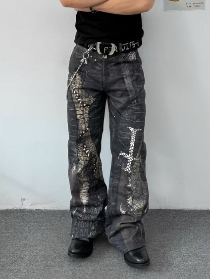 Crocodile Patchwork Jeans