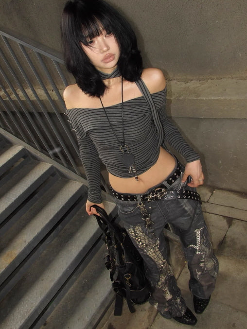 Crocodile Patchwork Jeans