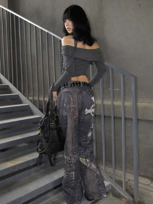 Crocodile Patchwork Jeans