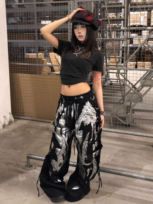 Abstract Graffiti Wide-Leg Pants