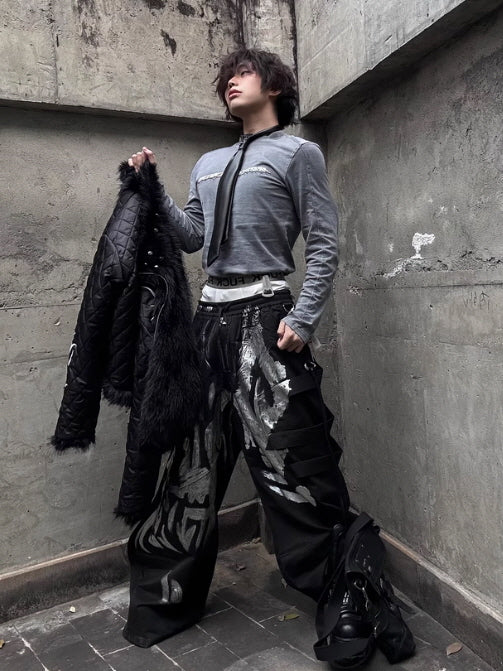 Abstract Graffiti Wide-Leg Pants