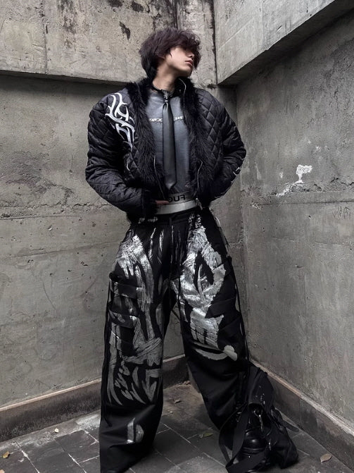 Abstract Graffiti Wide-Leg Pants