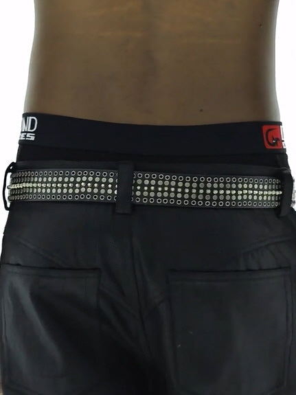 Gear Buckle Studded Leather Belt
