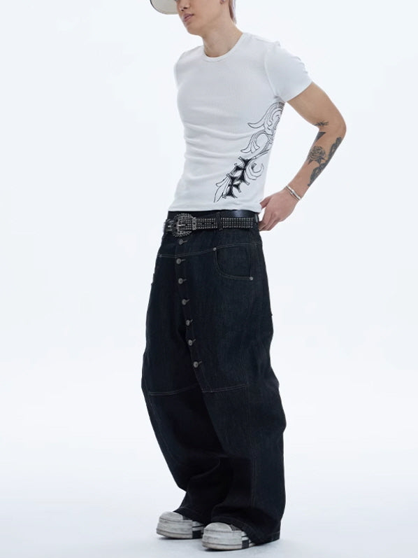 Gear Buckle Studded Leather Belt