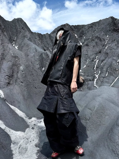 Edge Hooded Leather Vest