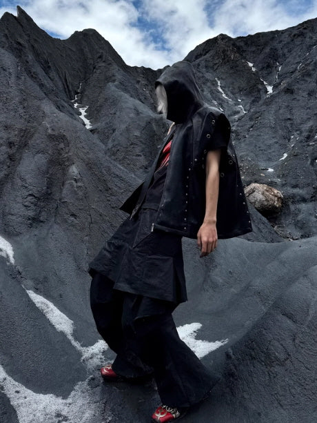 Edge Hooded Leather Vest