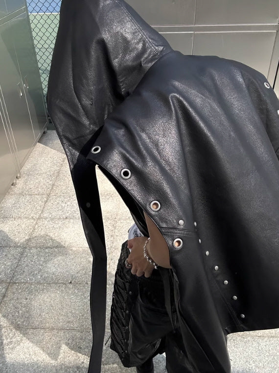 Edge Hooded Leather Vest