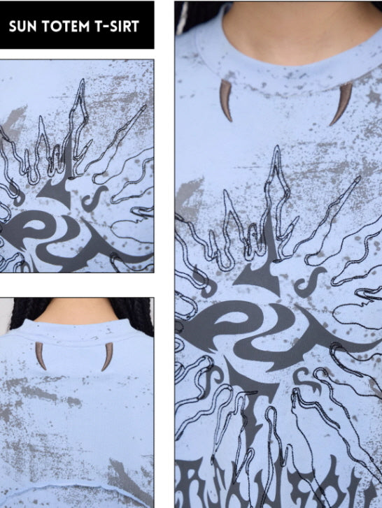 Sun Totem Distressed Oversized Tee