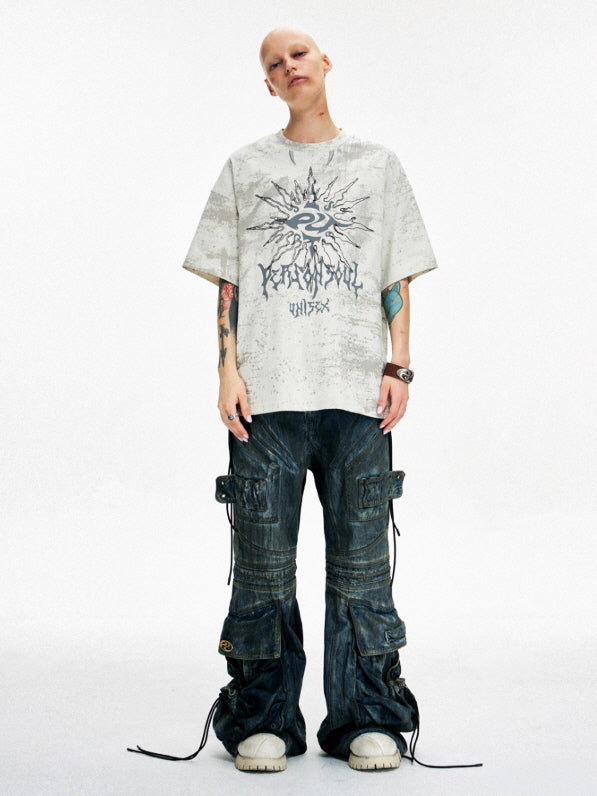 Sun Totem Distressed Oversized Tee