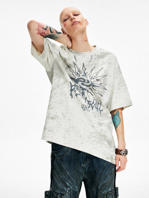 Sun Totem Distressed Oversized Tee