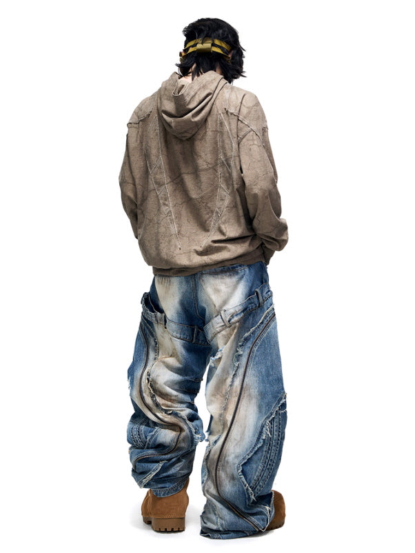 Cracked Texture Graphic Hoodie
