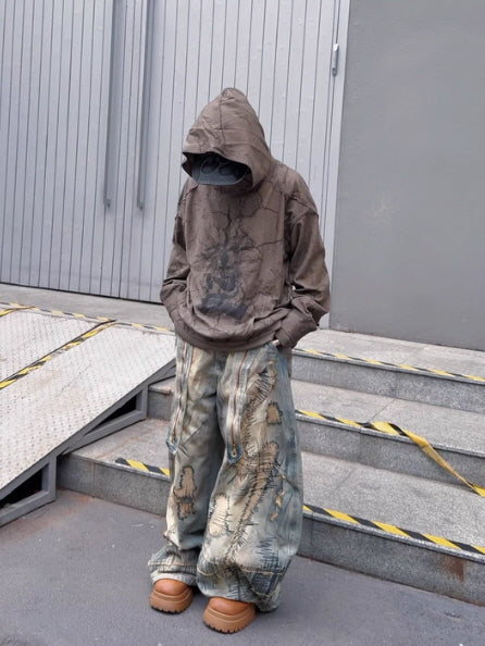 Cracked Texture Graphic Hoodie