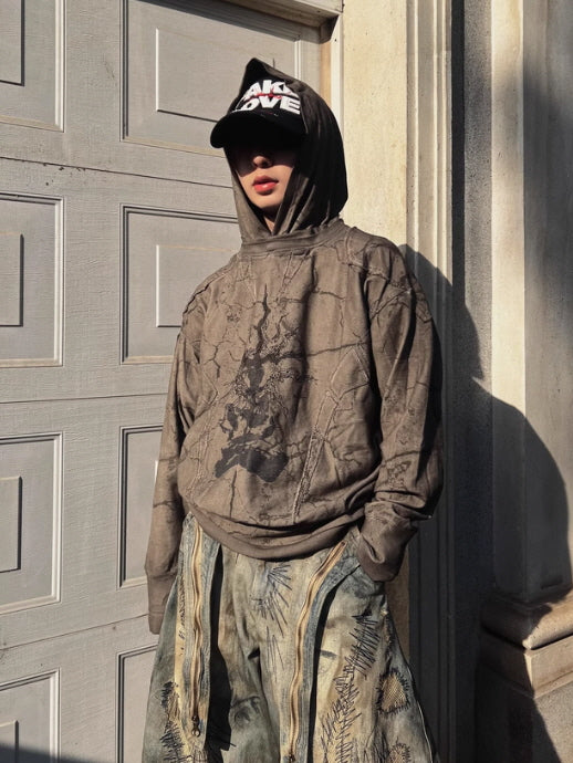 Cracked Texture Graphic Hoodie